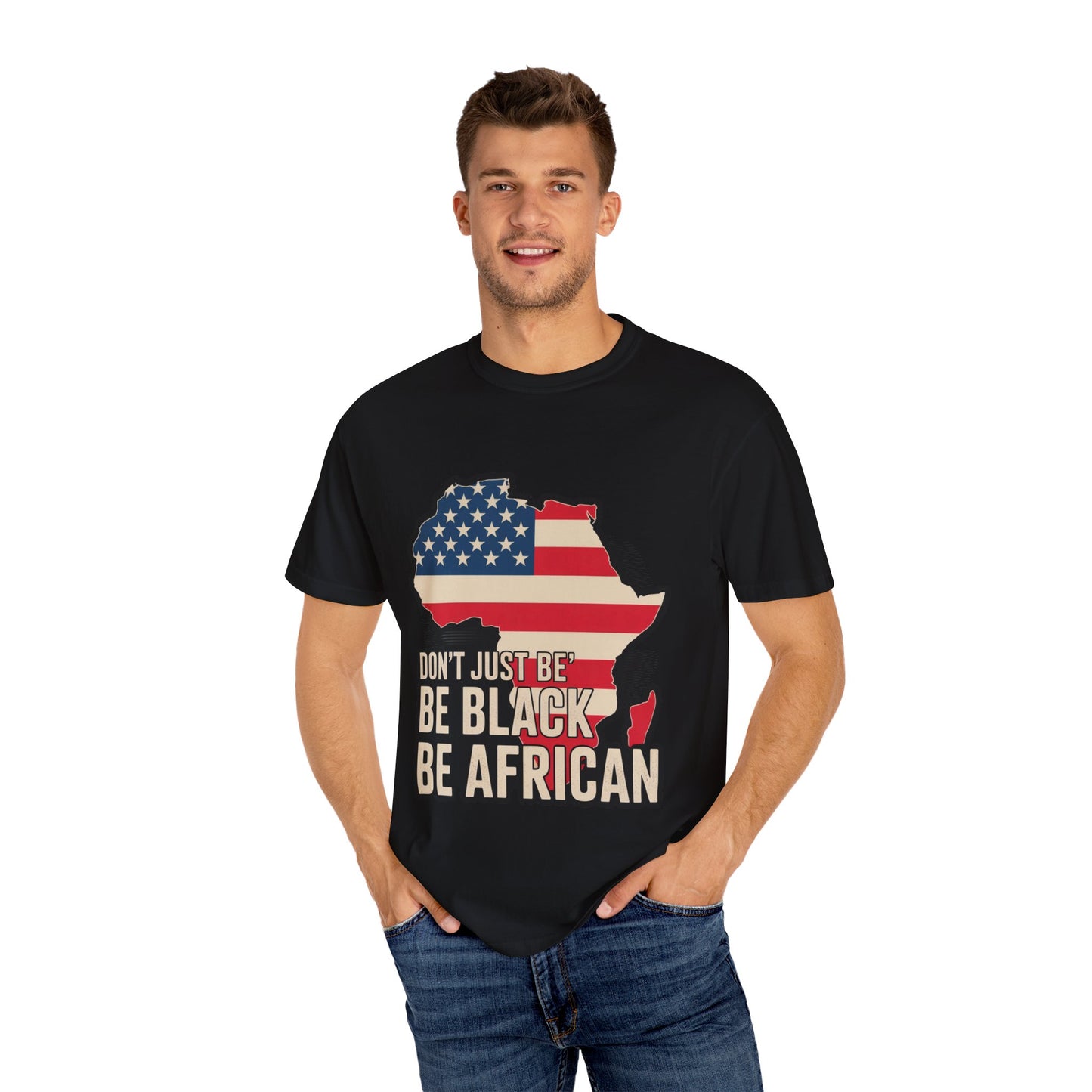 African Pride Unisex Garment-Dyed T-Shirt, Comfortable Tee, USA Africa Fusion Shirt, Cultural Apparel, Equality Statement Top